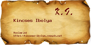 Kincses Ibolya névjegykártya